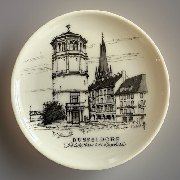 Vintage Uhlenhorst Düsseldorf Germany Landmark Plate Set of 6 Souvenir Coasters - Picture 8 of 9